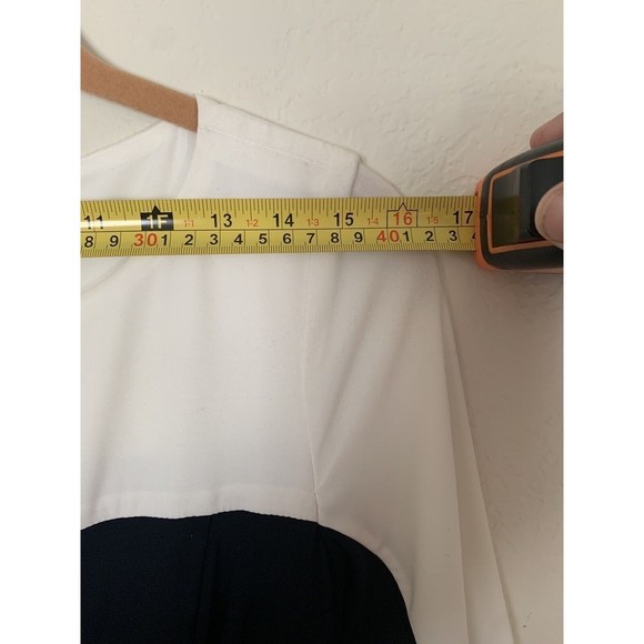 Lauren Ralph Lauren Navy and White Color Block Midi Dress Size 4 - Picture 6 of 11